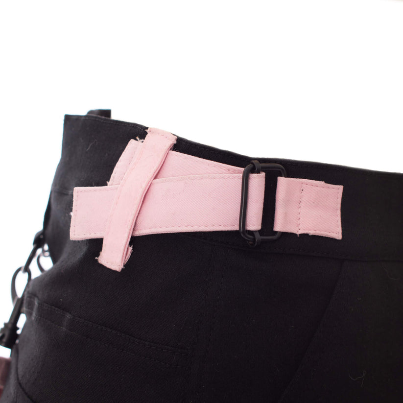 Chemical Black Gothic Mini Skirt Black Pink Strap Detail UK 10-18 - QHA UK