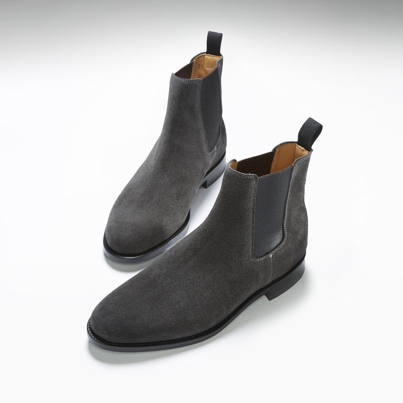 Hugs & Co Mens Grey Suede Chelsea Boots Welted Leather Sole UK 7-14 - Sole Detail - QHA UK