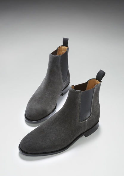 Hugs & Co Mens Grey Suede Chelsea Boots Welted Leather Sole UK 7-14 - Sole Detail - QHA UK