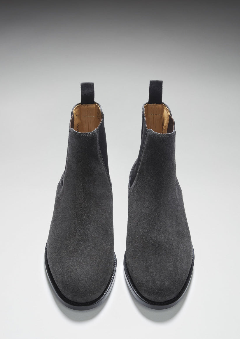 Hugs & Co Mens Grey Suede Chelsea Boots Welted Leather Sole UK 7-14 - Sole Detail - QHA UK