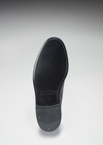 Hugs & Co Mens Grey Suede Chelsea Boots Welted Leather Sole UK 7-14 - Sole Detail - QHA UK