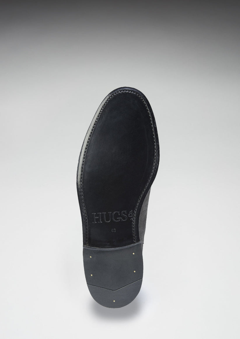 Hugs & Co Mens Grey Suede Chelsea Boots Welted Leather Sole UK 7-14 - Sole Detail - QHA UK