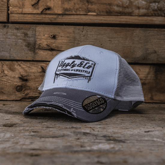 Uggly&Co Grey White Diamond Cap Vintage Mesh Curved Peak Adjustable - QHA UK