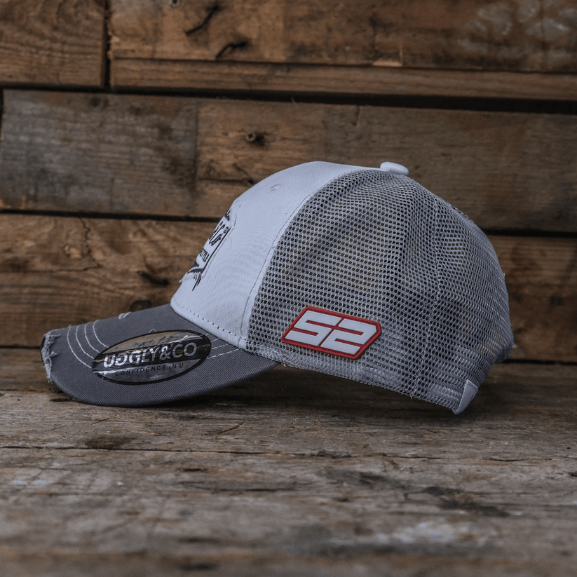 Uggly&Co Grey White Diamond Cap Vintage Mesh Curved Peak Adjustable - QHA UK