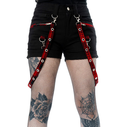 Heartless Women's Shorts Honora Black and Red Check UK 8-16 - QHA UK