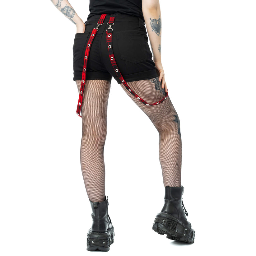 Heartless Women's Shorts Honora Black and Red Check UK 8-16 - QHA UK