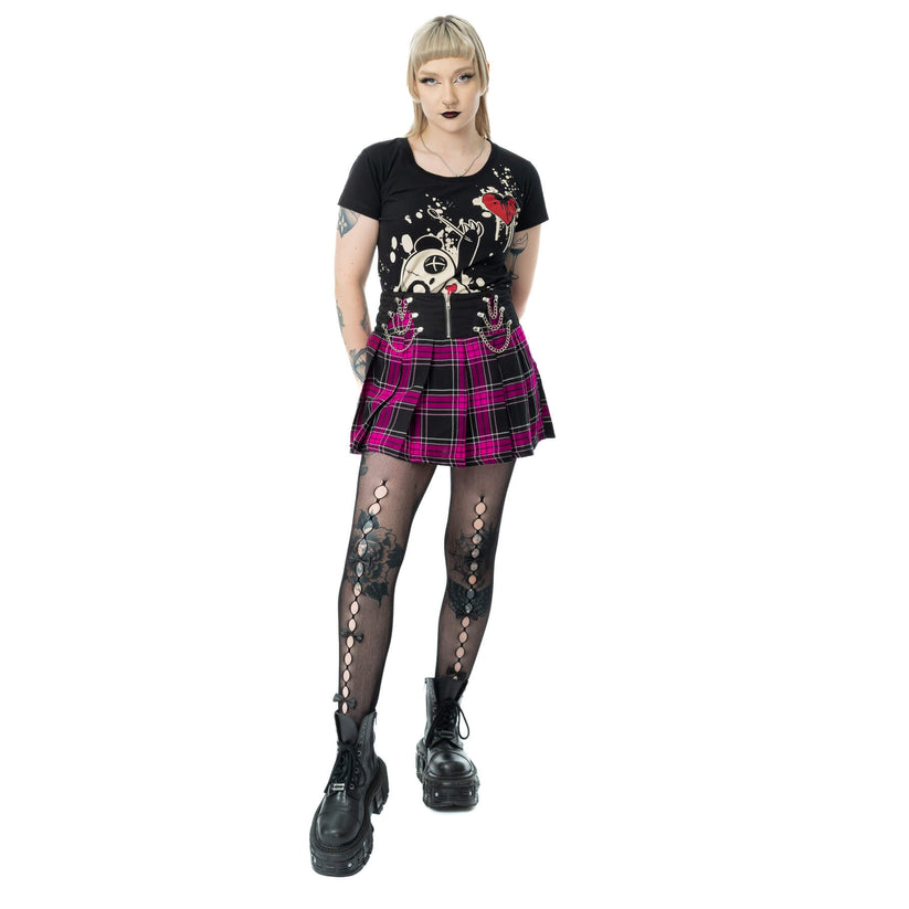 Heartless Skirt Nixie Black and Dark Pink Check UK 10-18 - QHA UK