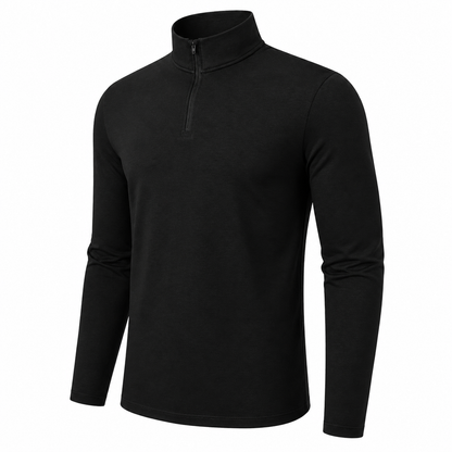 Mens Thermal Quarter Zip Pullover Stretch Lightweight Layering Top - Zip Detail - QHA UK