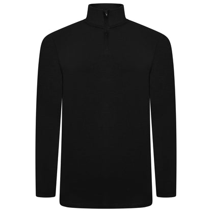 Mens Thermal Quarter Zip Pullover Stretch Lightweight Layering Top - Zip Detail - QHA UK