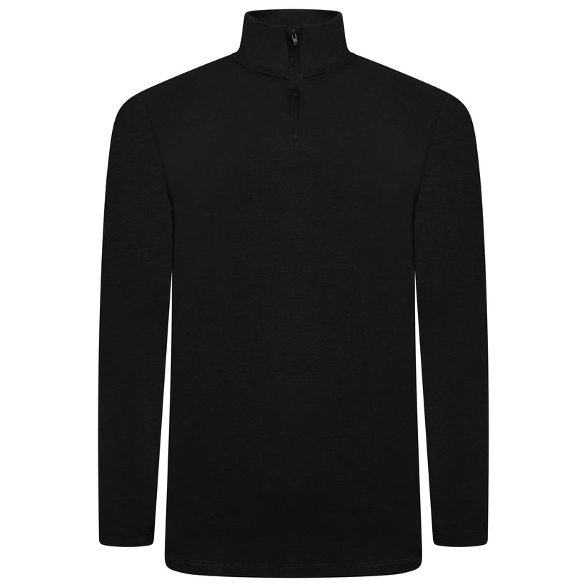 Mens Thermal Quarter Zip Pullover Stretch Lightweight Layering Top - Zip Detail - QHA UK