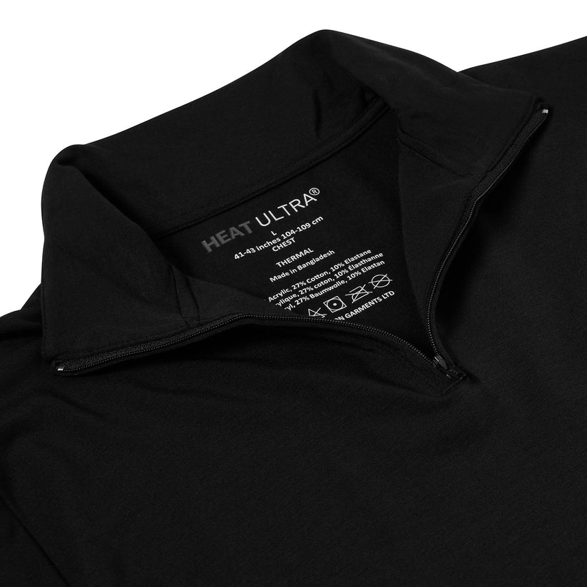Mens Thermal Quarter Zip Pullover Stretch Lightweight Layering Top - Zip Detail - QHA UK