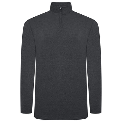 Mens Thermal Quarter Zip Pullover Stretch Lightweight Layering Top - Zip Detail - QHA UK