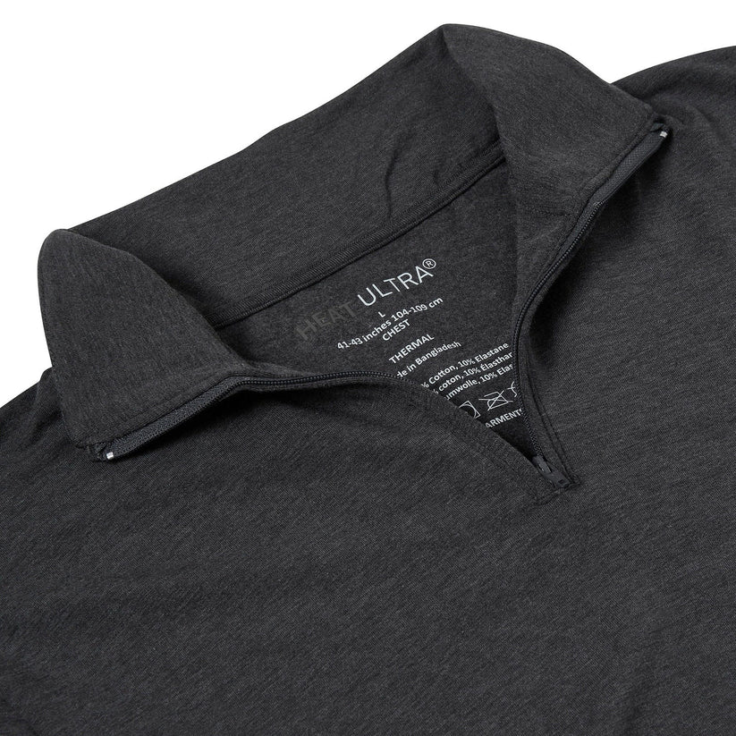 Mens Thermal Quarter Zip Pullover Stretch Lightweight Layering Top - Zip Detail - QHA UK