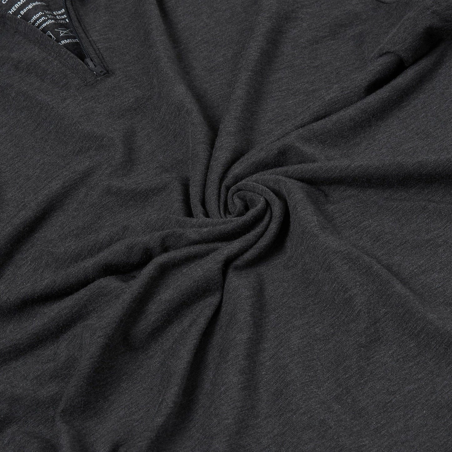 Mens Thermal Quarter Zip Pullover Stretch Lightweight Layering Top - Zip Detail - QHA UK