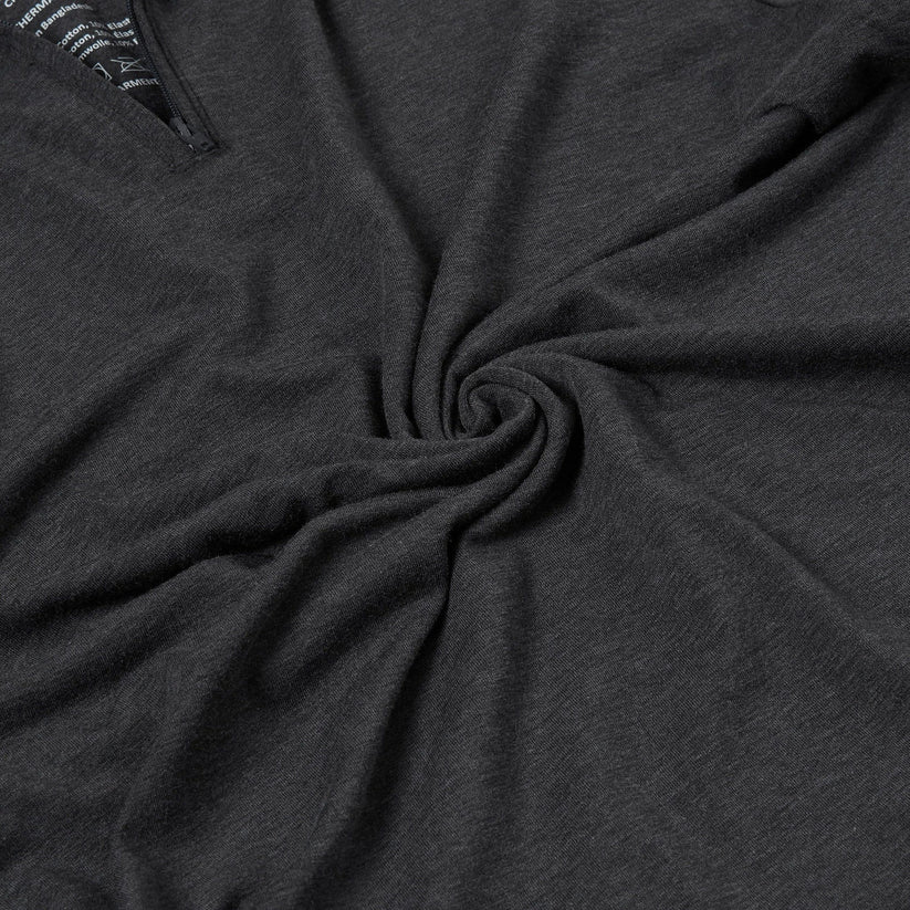 Mens Thermal Quarter Zip Pullover Stretch Lightweight Layering Top - Zip Detail - QHA UK