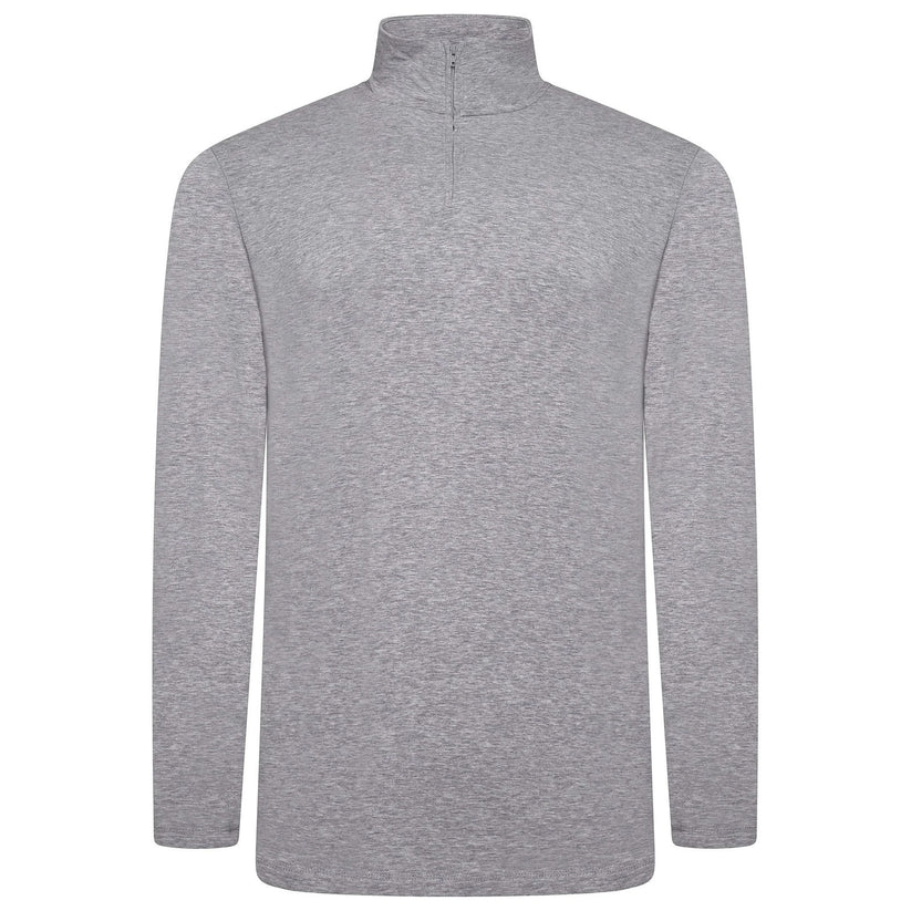 Mens Thermal Quarter Zip Pullover Stretch Lightweight Layering Top - Zip Detail - QHA UK
