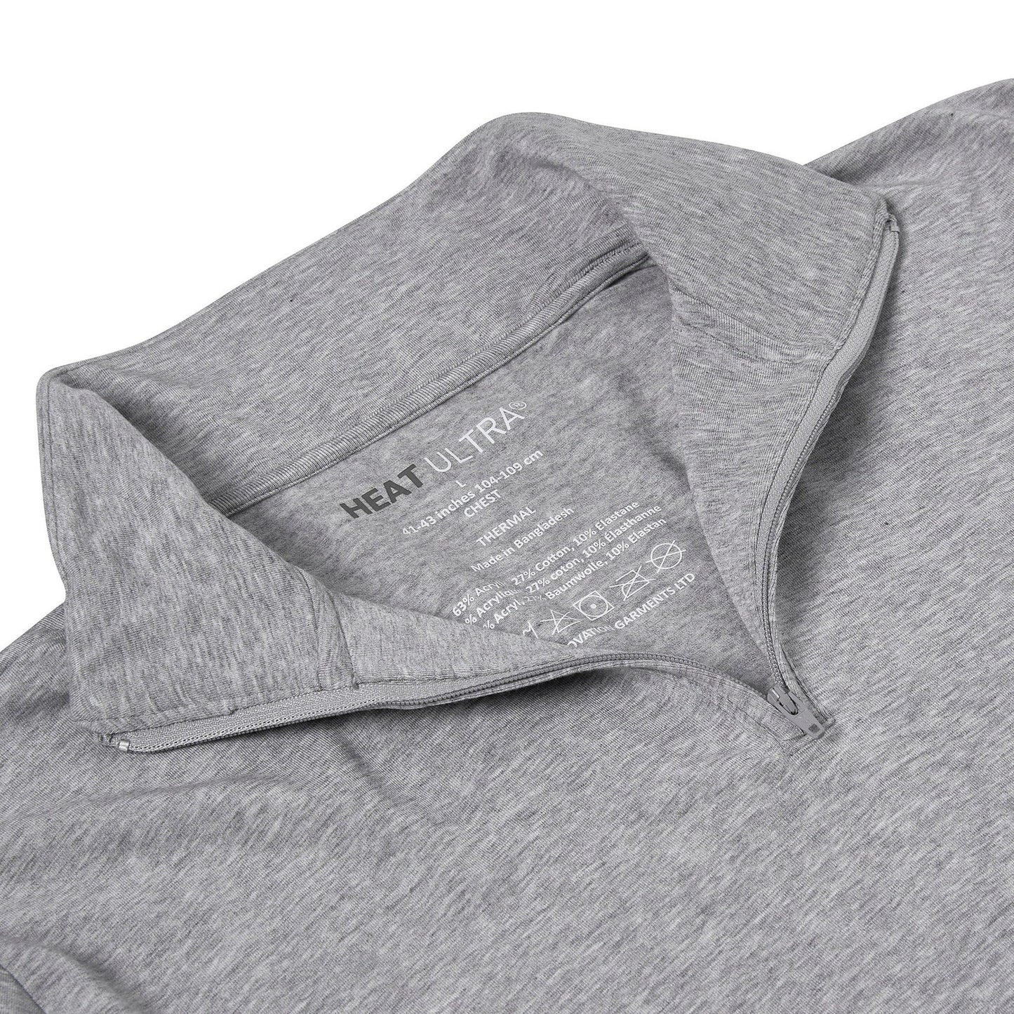 Mens Thermal Quarter Zip Pullover Stretch Lightweight Layering Top - Zip Detail - QHA UK