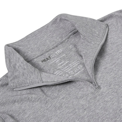 Mens Thermal Quarter Zip Pullover Stretch Lightweight Layering Top - Zip Detail - QHA UK