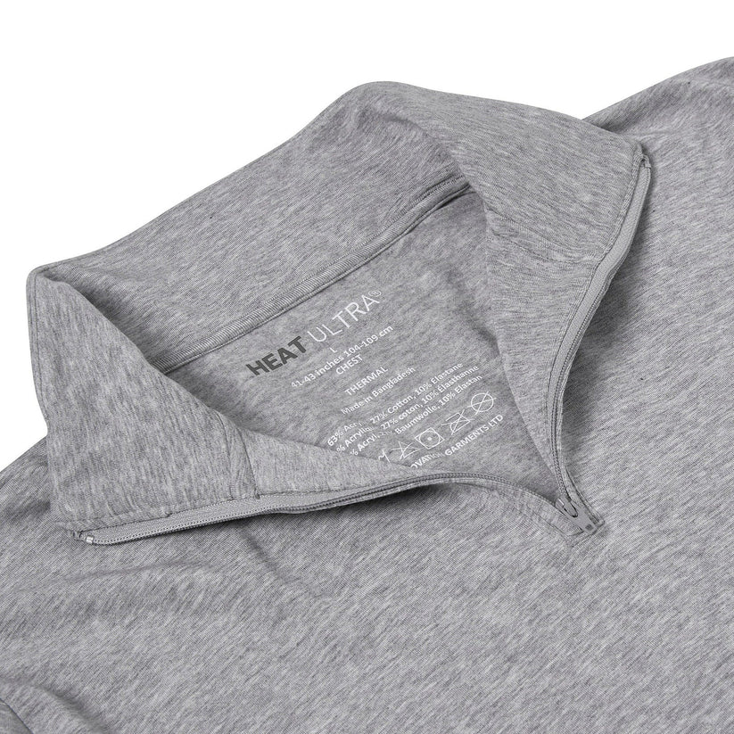 Mens Thermal Quarter Zip Pullover Stretch Lightweight Layering Top - Zip Detail - QHA UK