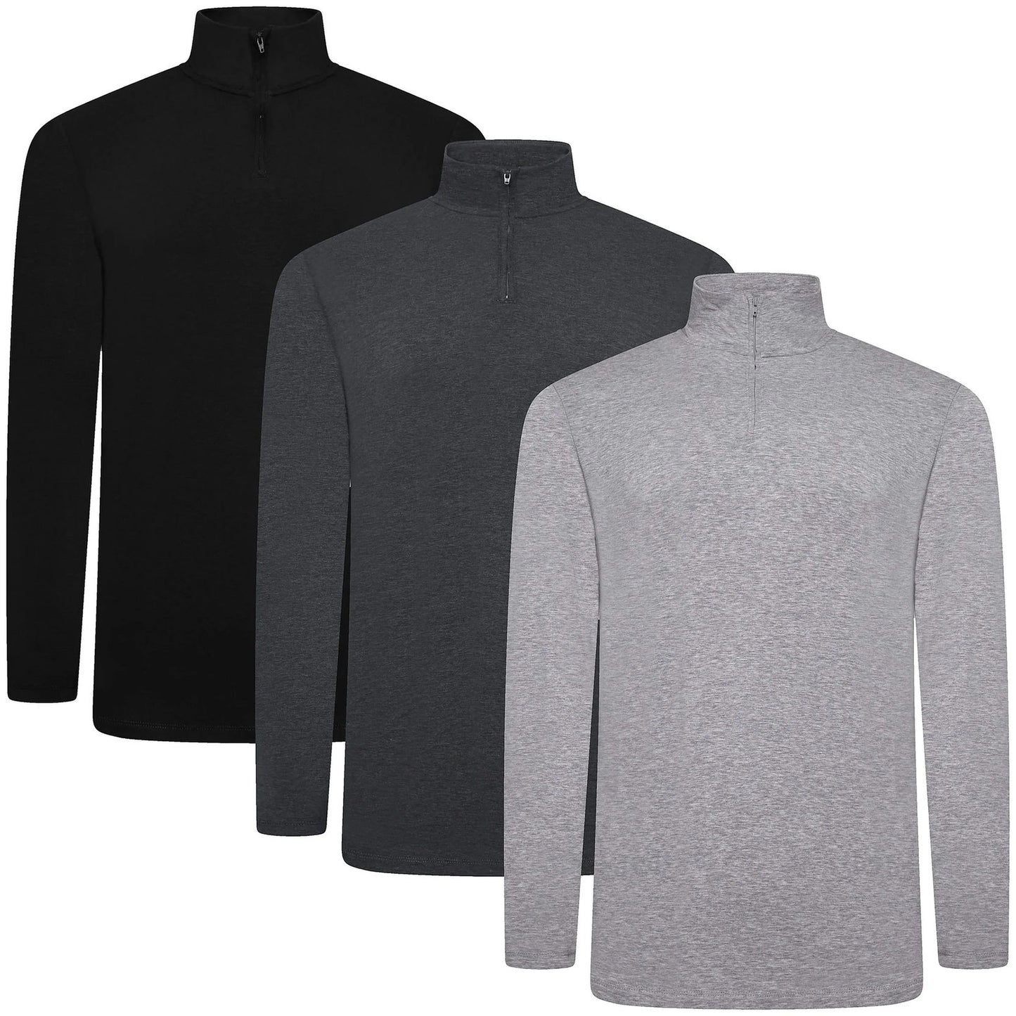 Mens Thermal Quarter Zip Pullover Stretch Lightweight Layering Top - Zip Detail - QHA UK