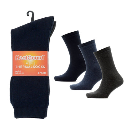 HeatGuard 3 Pairs Mens Thermal Socks Winter Warm Work Socks UK 7-11 - QHA UK