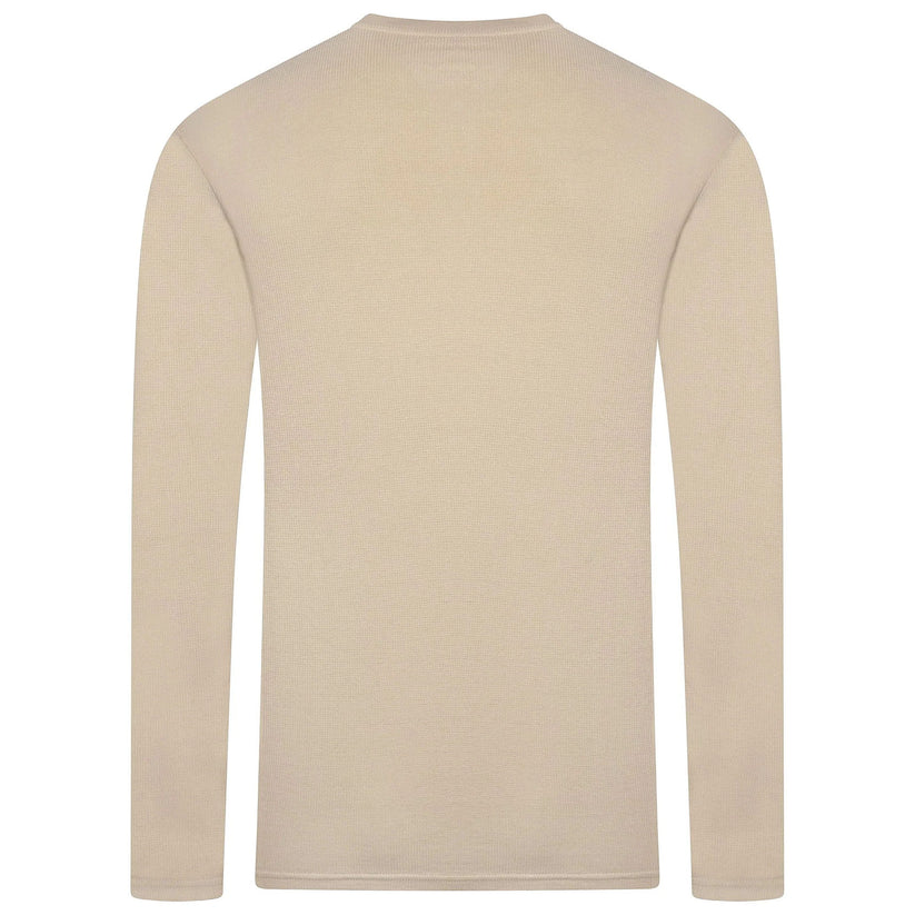 Mens Henley Long Sleeve T Shirt Waffle Knit Cotton Casual Top | Qualit - Sleeve Detail - QHA UK