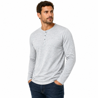 Mens Henley Long Sleeve T Shirt Waffle Knit Cotton Casual Top | Qualit - Sleeve Detail - QHA UK