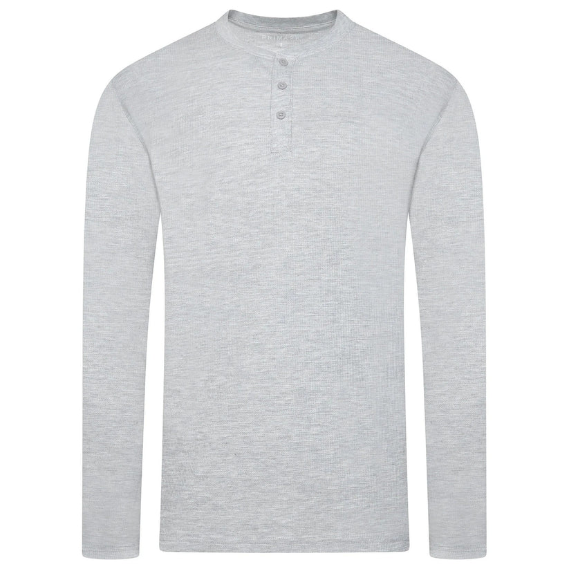 Mens Henley Long Sleeve T Shirt Waffle Knit Cotton Casual Top | Qualit - Sleeve Detail - QHA UK