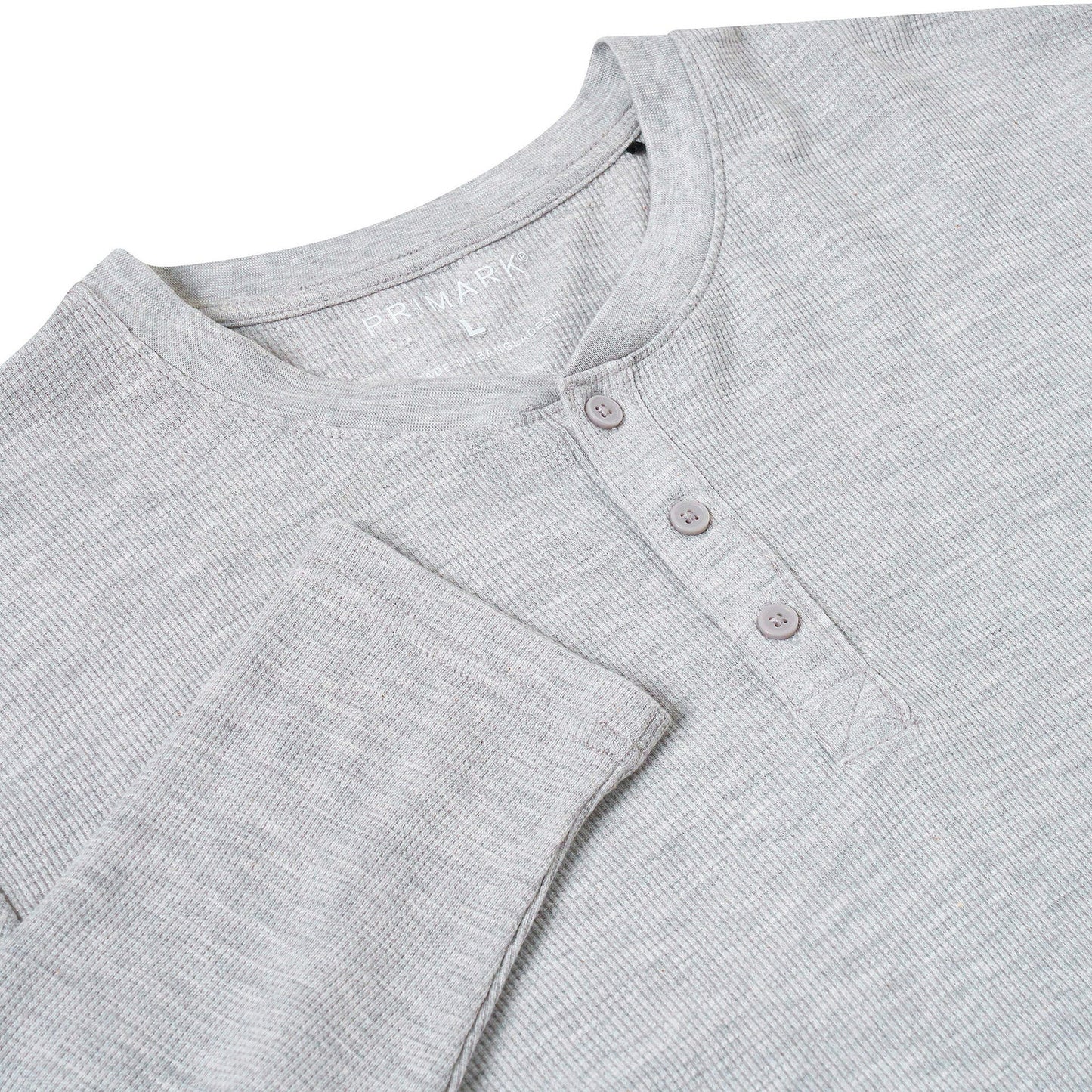 Mens Henley Long Sleeve T Shirt Waffle Knit Cotton Casual Top | Qualit - Sleeve Detail - QHA UK