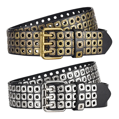Womens Goth Punk Studded Belt Y2K Metal Pin Buckle Waistband Streetwea - QHA UK