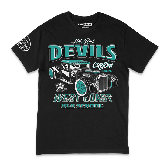 Late Brake Hot Rod Devils T-Shirt Cotton Car Enthusiast Tee 180gsm | - QHA UK
