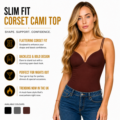 Womens Corset Crop Top Backless Camisole Bustier Bodycon Strap Top - QHA UK