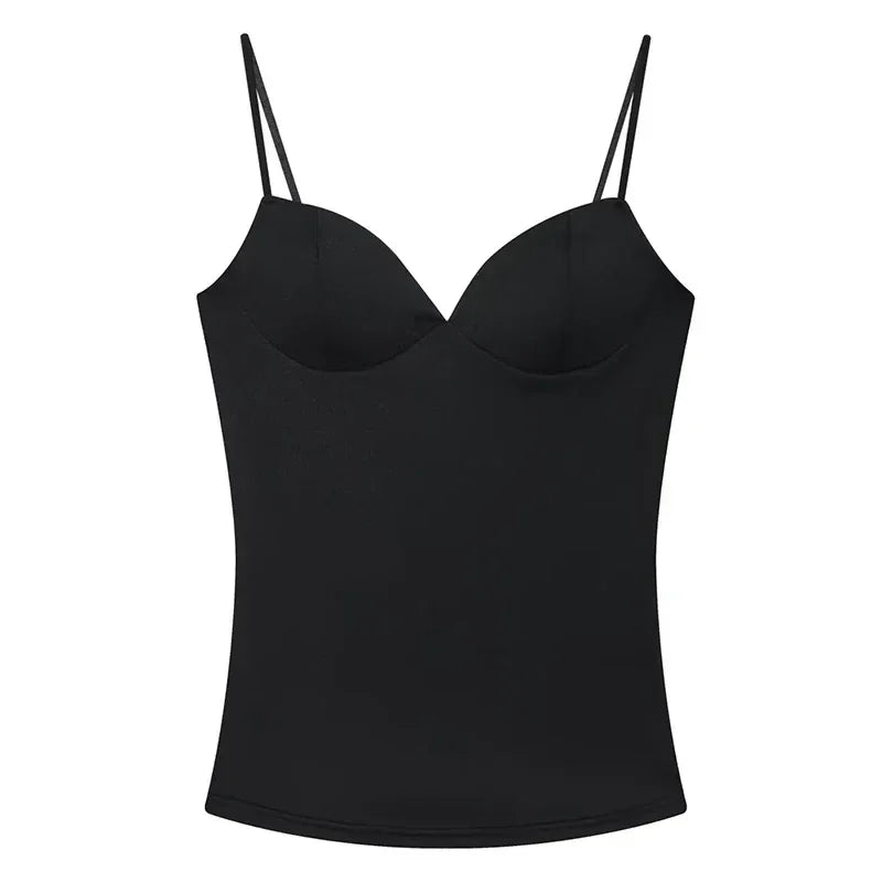 Womens Corset Crop Top Backless Camisole Bustier Bodycon Strap Top - QHA UK