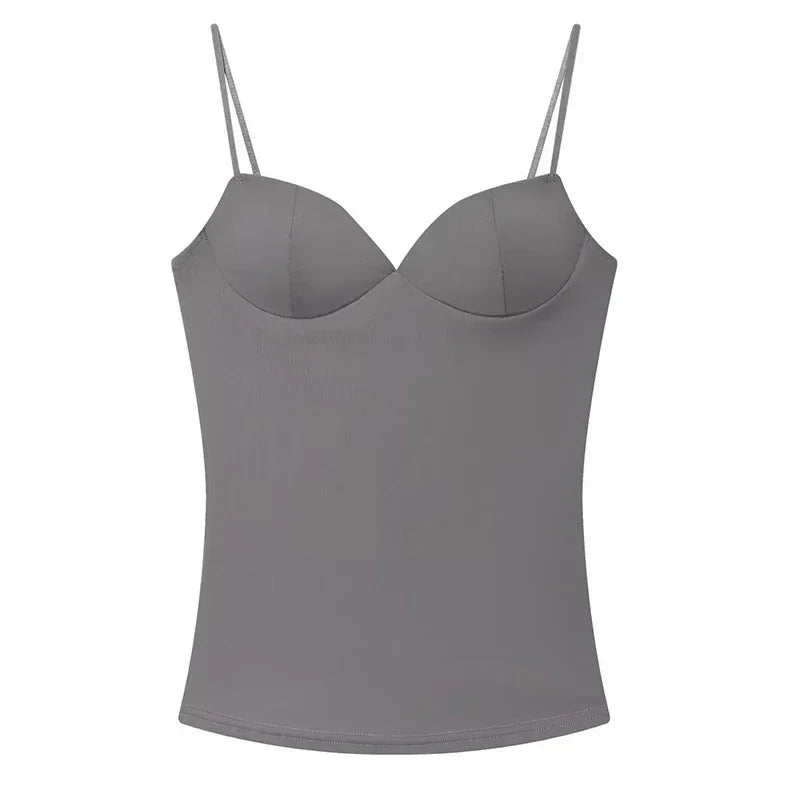 Womens Corset Crop Top Backless Camisole Bustier Bodycon Strap Top - QHA UK