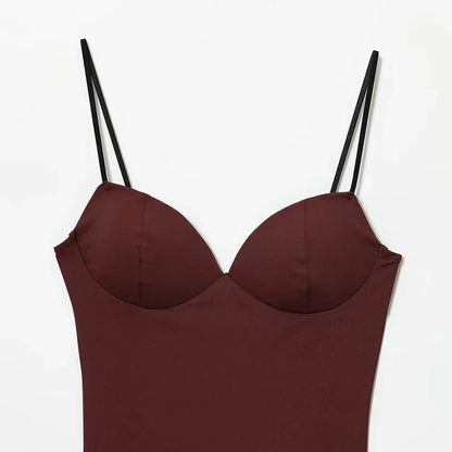 Womens Corset Crop Top Backless Camisole Bustier Bodycon Strap Top - QHA UK