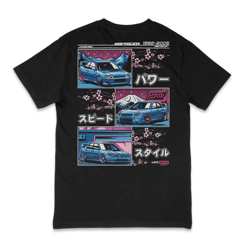 Late Brake Impreza T-Shirt Cotton Car Enthusiast Tee 180gsm | Late - QHA UK