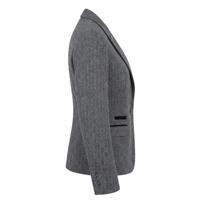 Women's Grey Tweed Herringbone Blazer & Waistcoat | Office Suit Set | TruClothing - QHA UK