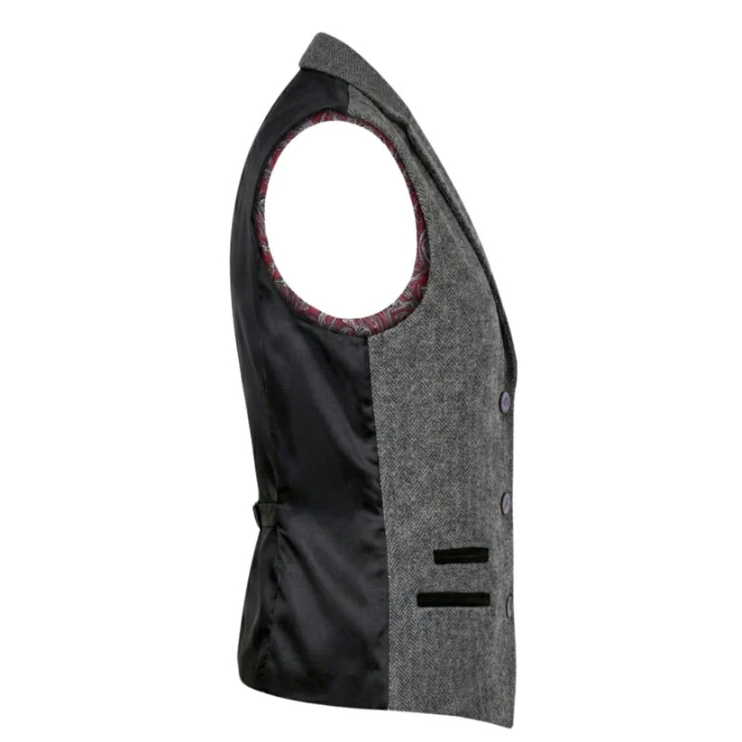 Women's Grey Tweed Herringbone Blazer & Waistcoat | Office Suit Set | TruClothing - QHA UK