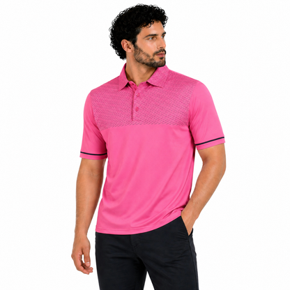 Island Green Golf Polo Shirt Mens Stretch Breathable Dash Print Casual - Pattern Detail - QHA UK