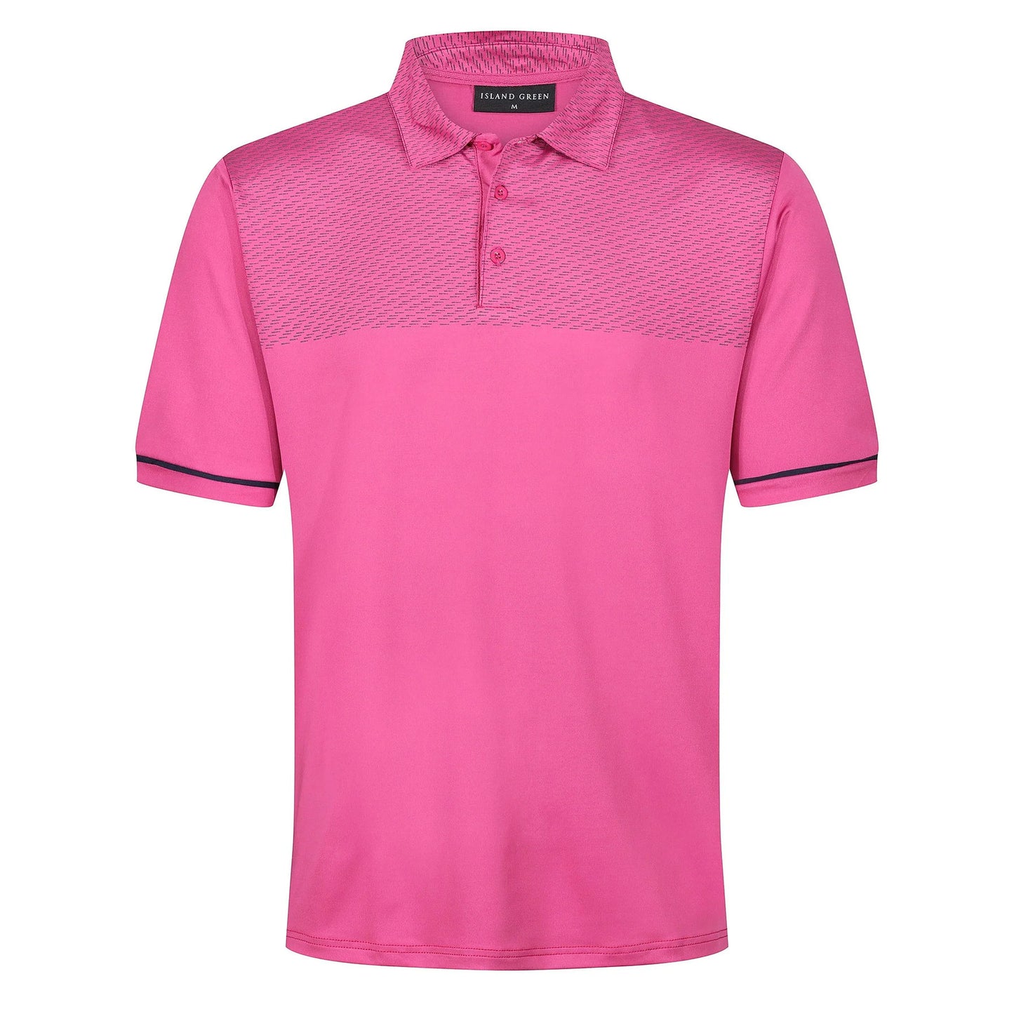 Island Green Golf Polo Shirt Mens Stretch Breathable Dash Print Casual - Pattern Detail - QHA UK