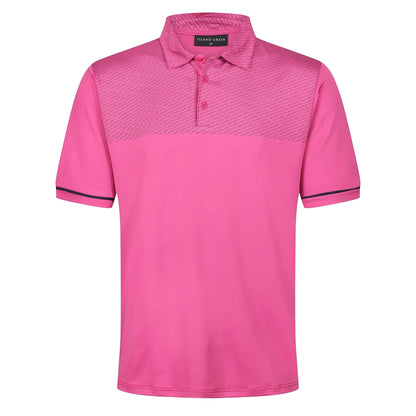 Island Green Golf Polo Shirt Mens Stretch Breathable Dash Print Casual - Pattern Detail - QHA UK