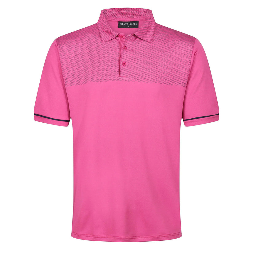 Island Green Golf Polo Shirt Mens Stretch Breathable Dash Print Casual - Pattern Detail - QHA UK