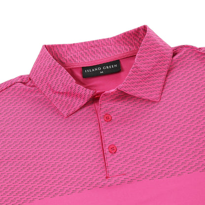 Island Green Golf Polo Shirt Mens Stretch Breathable Dash Print Casual - Pattern Detail - QHA UK