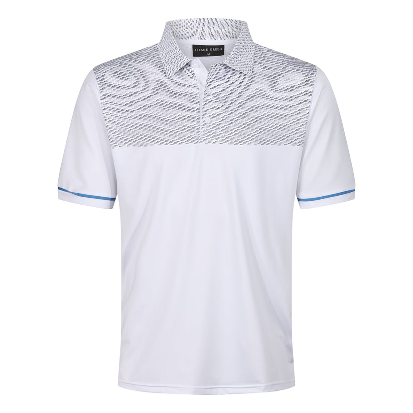 Island Green Golf Polo Shirt Mens Stretch Breathable Dash Print Casual - Pattern Detail - QHA UK