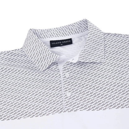 Island Green Golf Polo Shirt Mens Stretch Breathable Dash Print Casual - Pattern Detail - QHA UK