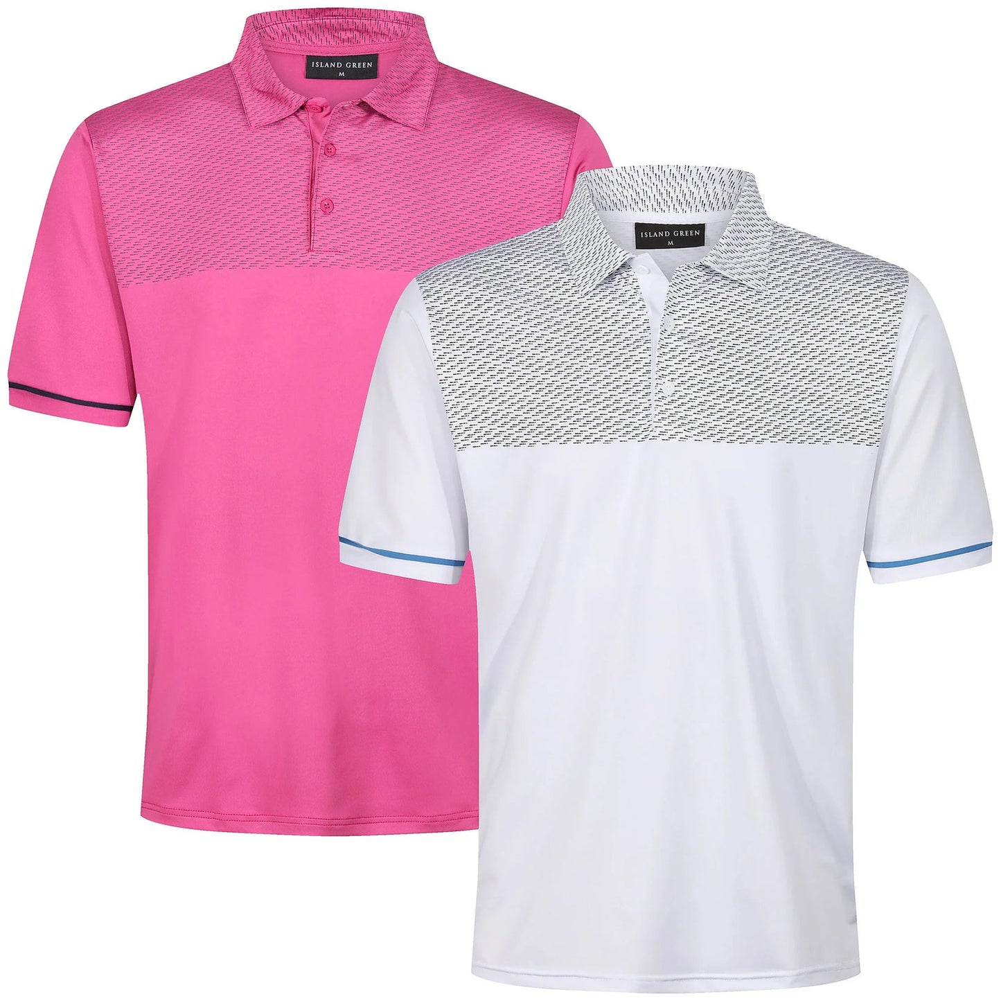 Island Green Golf Polo Shirt Mens Stretch Breathable Dash Print Casual - Pattern Detail - QHA UK