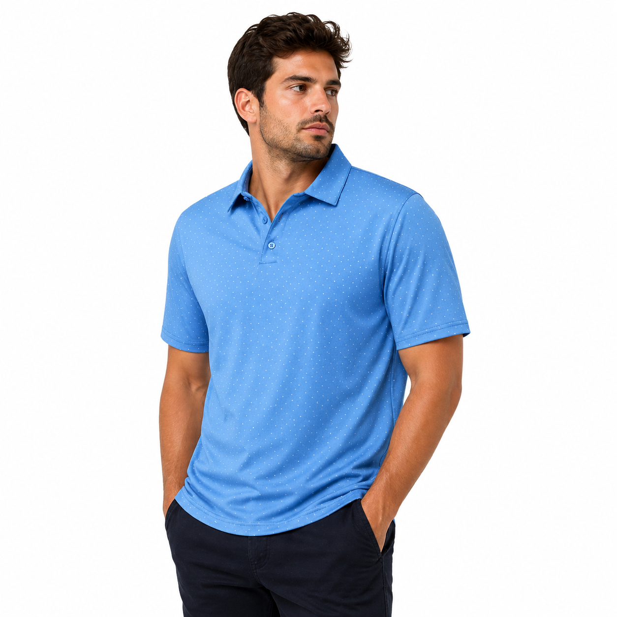 Mens Golf Polo Shirt Stretch Breathable Quick Dry Sports Casual Top | - QHA UK