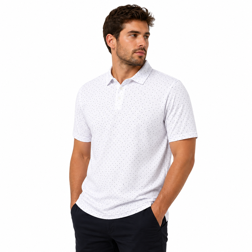 Mens Golf Polo Shirt Stretch Breathable Quick Dry Sports Casual Top | - QHA UK