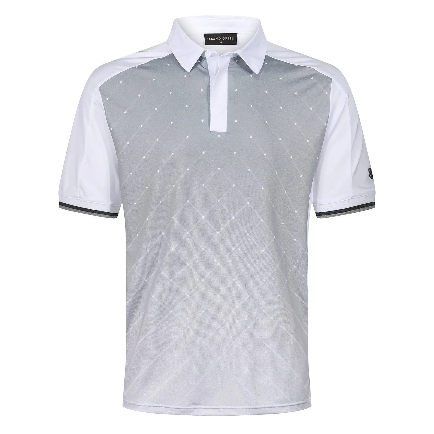 Island Green Golf Polo Shirt Mens Geometric Stretch Breathable Top | P - QHA UK