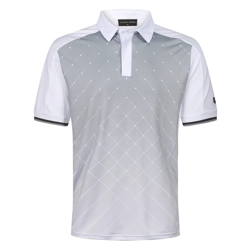 Island Green Golf Polo Shirt Mens Geometric Stretch Breathable Top | P - QHA UK